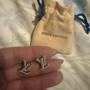 Louis Vuitton Sparkling Silver Logo Earrings